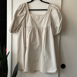 Puff sleeve square neck babydoll dress